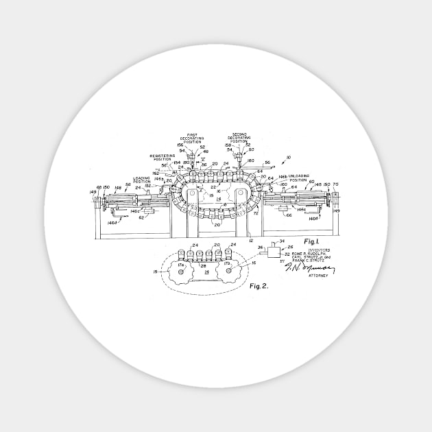 Bottle Decorating Apparatus Vintage Patent Hand Drawing Magnet by TheYoungDesigns